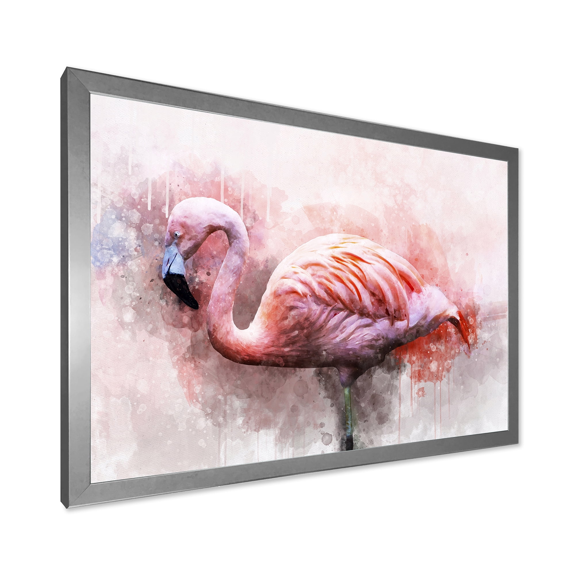 Designart 'Abstract Portrait of Pink Flamingo V' Farmhouse Framed Art Print