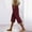 01 Wine, variant on Weiqiqre Capri Pants for Women Cotton Linen Drawstring Elastic Waist Loose Wide Leg Cropped Pants with Pockets