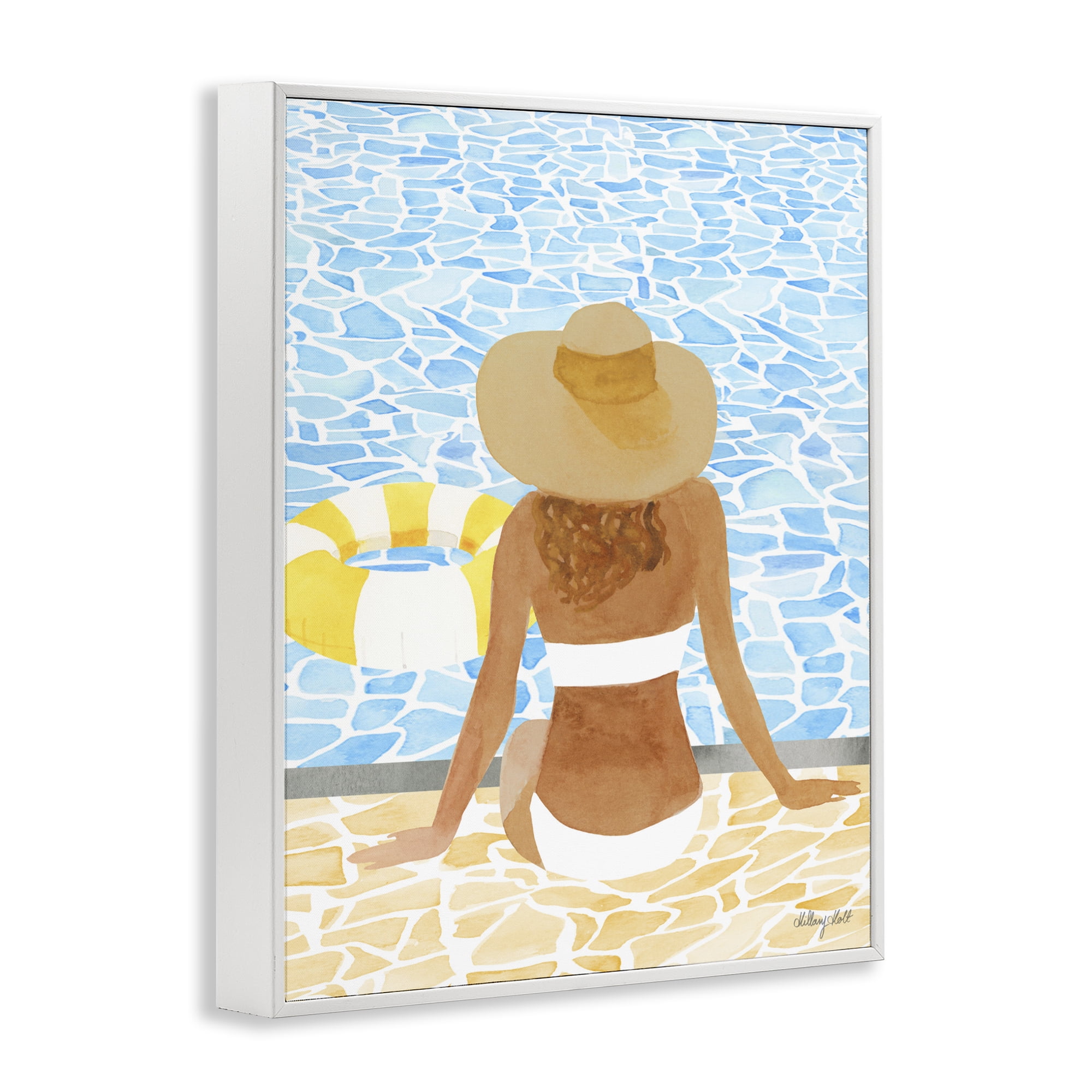 Stupell Industries Summer Poolside Chill White Framed Giclee Art, design by Hillary Holt