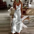 thumbnail image 7 of Womens Summer Beach Dresses Spaghetti Strap Vacation Cami Dress Sleeveless Aline Maxi Sundress Gray, XL, 7 of 7