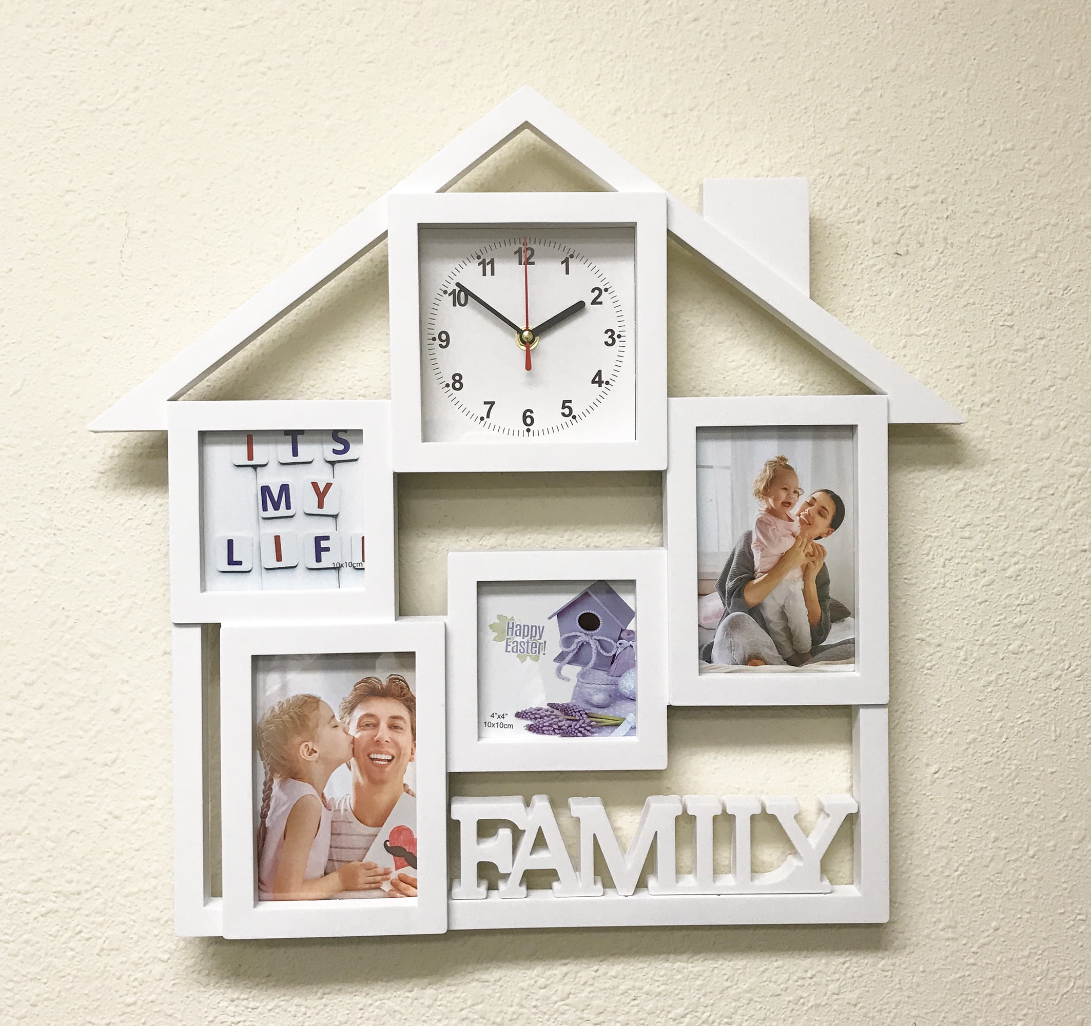 Creative Motion House Photo Frames with a clock and Family on the