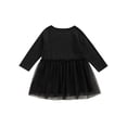 thumbnail image 3 of Qiylii Little Girl’s Skull Print Dress, Mesh Yarn Stitching Long Sleeve Dress, 3 of 6