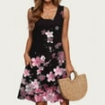 thumbnail image 4 of Floral Print Sleeveless Dress for Women Summer Casual A-Line Swing Dress with Pockets Tank Sundress Beach, 4 of 5