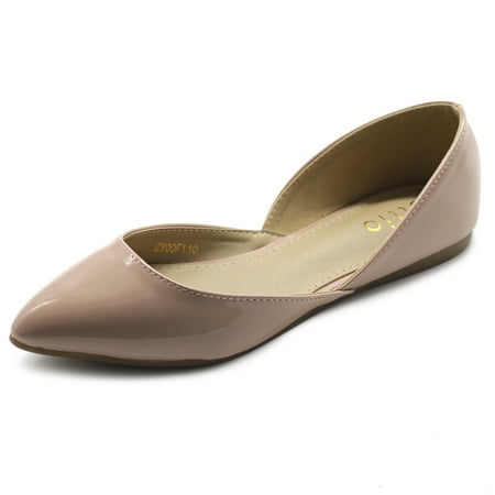 

Ollio Women s Shoes Patent Leather Slip On Comfort Light Pointed Toe Ballet Flats F110