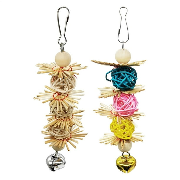 Bolas de RatáN para Loros, Mascotas, PáJaros, Juguetes Interactivos para Morder, Masticar, Accesorios para Jaulas de Periquitos, Juguetes para PáJaros