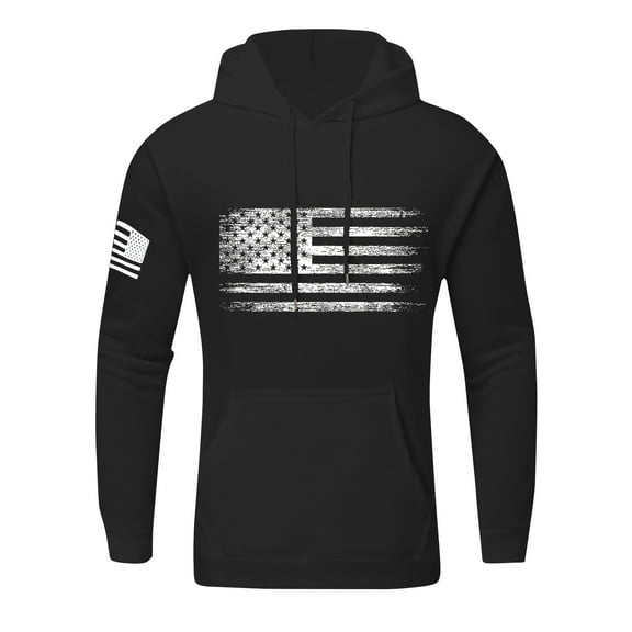 Huankd Men's Hoodies Oversized Sweatshirts American Flag Patriotic Hoodie Big and Tall Graphic Hoodie With Pockets Black 6XL