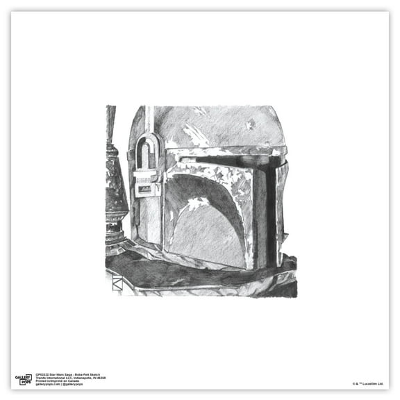 Gallery Pops Star Wars: Saga - Boba Fett Sketch Wall Art, Unframed Version, 12" x 12"