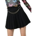 thumbnail image 3 of ZAXARRA Women's Mini Pleated Skirt, High Waist Solid Color  Skirt with Chain, 3 of 4