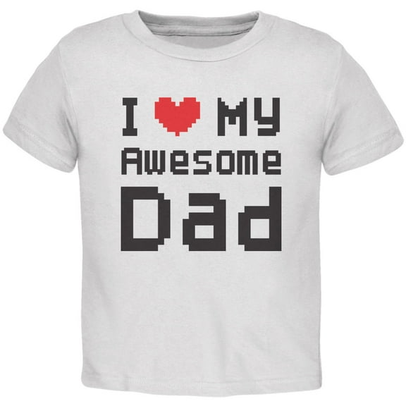 Old Glory Toddler Father's Day I Heart My Awesome Dad 8 Bit Pixel Short Sleeve Graphic T Shirt