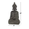 thumbnail image 4 of 11" x 21" Brown Polystone Meditating Buddha Sculpture with Engraved Carvings and Relief Details, by DecMode, 4 of 10