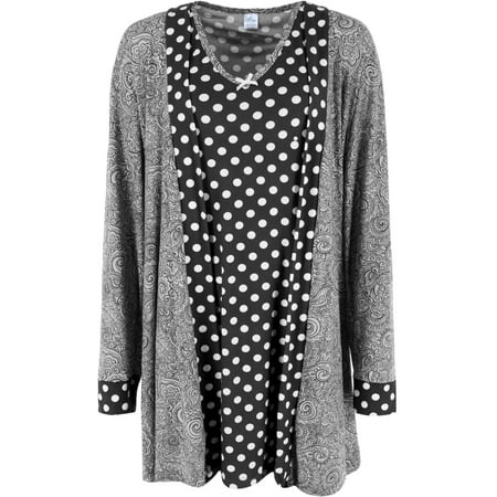 

Cozy Couture Polka Dot Gown and Paisley Robe Sleep Set (Women)