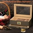 thumbnail image 3 of LP Cigar Humidor, Glass Top Desktop Humidor, Storage Box for 20-50 Cigars with Digital Hygrometer, Humidifier, Divider, Drawer & Dropper, 3 of 7