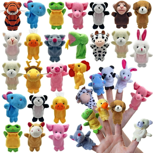 Juego de 24 marionetas de dedo, mini animales de peluche, juguetes de marionetas de dedo para contar historias, jugar, espectáculos de enseñanza, tiempo de juego, escuelas, fiestas de cumpleaños, rega