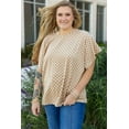 thumbnail image 5 of Plus Size Women's Khaki Checkerboard Short Batwing Sleeve Round Neck T-Shirt | [ZhiHiMeRi] | (US 14W-16W)1X, 5 of 12