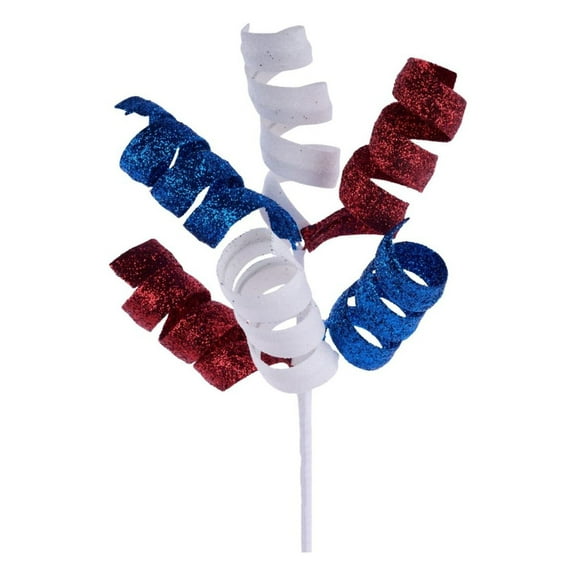 14" Glitter Curl Pick: Patriotic