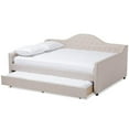 thumbnail image 3 of Allora Fabric Tufted Curved Headboard Full Daybed with Trundle in Light Beige, 3 of 10