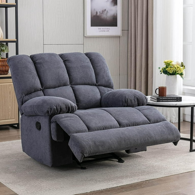 Dreamsir Oversized Rocker Recliner Chair Manual Single Sofa Couch Soft Fabric Overstuffed Rocking For Living Room Theater Seating Big Man Grey Com