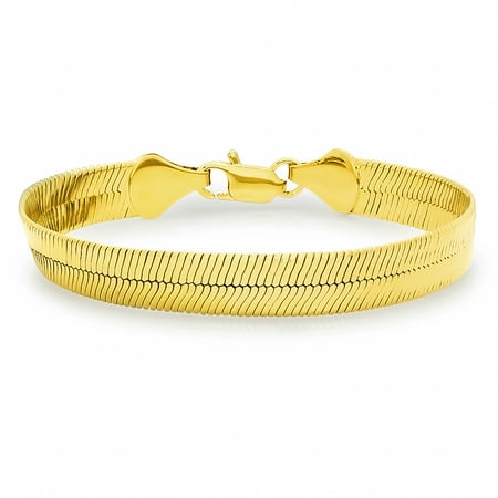 The Bling Factory 4 5mm 10 14k Yellow Gold Plated Flat 4 5mm 10 14k Yellow Gold Plated Flat Herringbone Bracelet Anklet 7 8