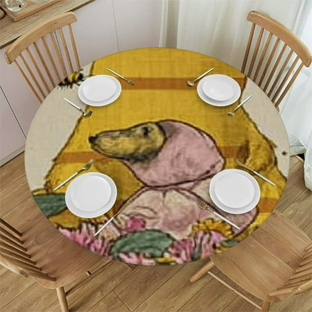 

Patifu Bear Sunflowers Bees Round Tablecloth 100% Polyester Stain-Resistant Washable Home Kitchen Parties Holiday Dinner 31 -35
