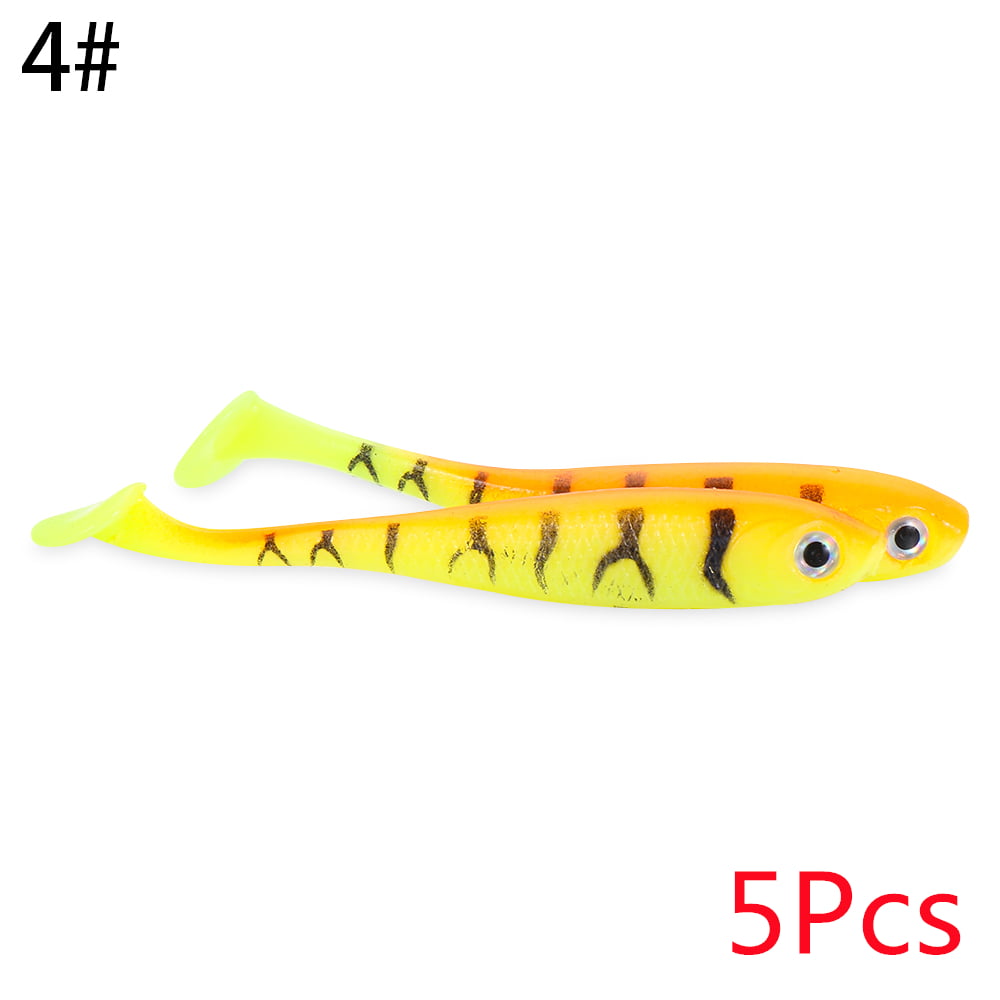 5pcs Colorful Minnow T Tail Wobblers 71mm Silicone Fishing Tackle Lure Bait  Soft Fishing Lures Jig Bait Worms 8 
