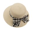 thumbnail image 1 of Trendy Classic Bucket Hat Sunshade Beach Woven Panama Hat Female Sun Hat Straw Hat Korean Style Cap British style WHITE, 1 of 8