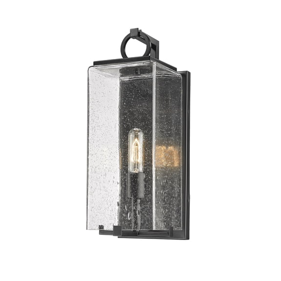 592M-BK-Z-Lite-Sana - 1 Light Outdoor Wall Sconce In Contemporary Style-18.5 Inches Tall and 6.75 Inches Wide-Black Finish-Seedy Glass Color