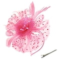 thumbnail image 1 of Elegant Faux Feather Mesh Fascinator Hat with Flower Embellishments.（pink）, 1 of 5