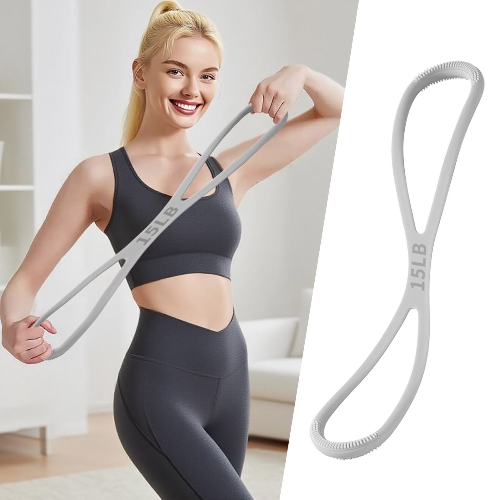Resistance Band 15 LB Silicone Fitness Band with Handles for Home Workout and Indoor Training Durable Elastic Exercise Tube for Strength Training and Resistance Training