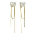 thumbnail image 5 of Sunyuer 14K Gold Plated Chain Fringe Dangling Tassel Liner Earrings, Cubic Zirconia Love Heart Dangle Earrings for Women, 5 of 5