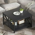 thumbnail image 2 of Coffee Table with Storage for Living Room, Small Square Center Tables with Seamless One-Piece Tabletop Farmhouse Style, Black, 2 of 8