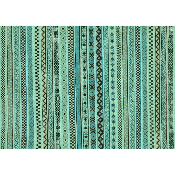 Ahgly Company Indoor Rectangle Abstract Light Blue Modern Area Rugs, 2' x 5'