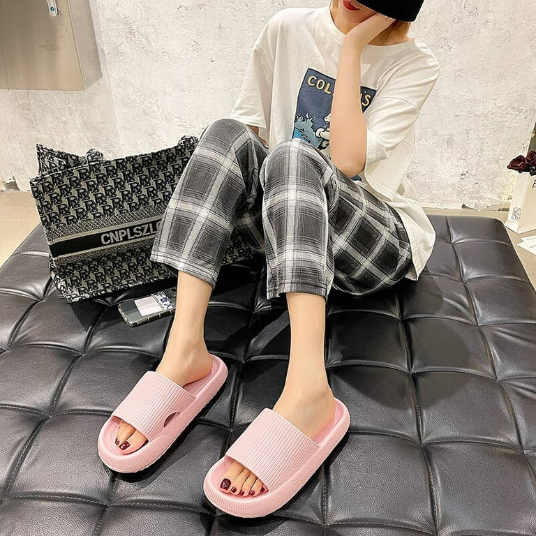 Men's Slippers, Thick-soled Non-slip Home Slippers, Black Bathroom  Thick-soled Home Anti-slip Slippers, All-season Stylish Indoor/outdoor  Slipper.