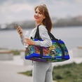 thumbnail image 4 of Lsque Geometry Dash Pattern Hand Travel Bag, Weekender Carry On for Women Men, Sports Gym Bag, Workout Duffel Bag, Overnight Shoulder Bag fit 15.6 Inch Laptop, 4 of 6