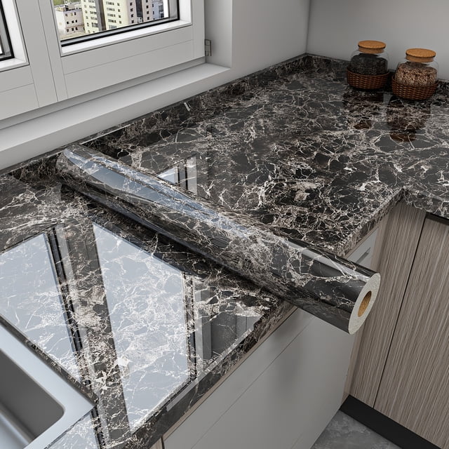 EASTIN Marble Peel & Stick Premium Wallpaper - Waterproof PVC Self-Adhesive Vinyl Contemporary Marble Pattern with Realistic Veining for Kitchen Backsplash Bathroom Countertop & Furnit