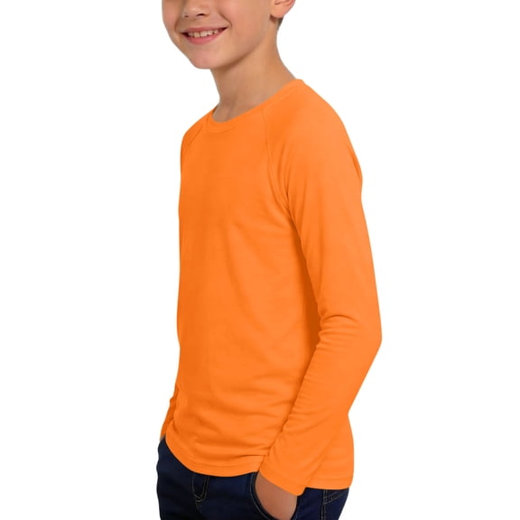 hengsof Boys' Summer Solid Color Long Sleeve Sun Protection T-Shirt Quick Dry Sports Top Breathable Comfortable Round Neck Shirt