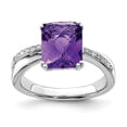 thumbnail image 1 of 925 Sterling Silver Rhodium-plated Diamond and Amethyst Ring, 1 of 2
