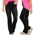 thumbnail image 2 of Pantalones Vaqueros Rectos para Mujer, Cintura Alta, Elásticos, Deshilachados, con Dobladillo Sin Rematar, Holgados, Informales. Negro M, 2 of 7