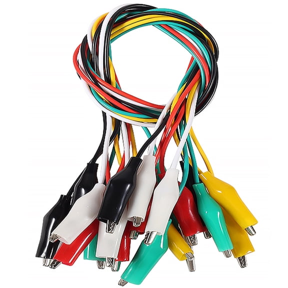 10PCS Alligator Clips Electrical Test Lead Dual Ended Crocodile Alligator Clips Electrical 5 Colors for DIY Electrical Testing