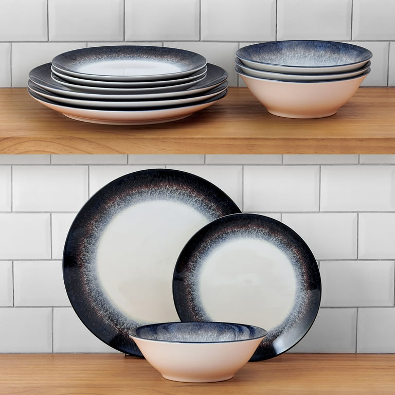 Pfaltzgraff Preston 12-Piece Stoneware Dinnerware Set, Gray