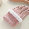 thumbnail image 4 of Yesbay Women Gloves Touch Screen Windproof Warm Gloves Thermal Knitted Gloves with Fluffy Fur Trim, 4 of 8
