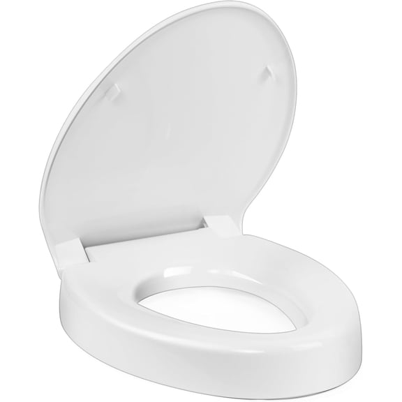 Raised Toilet Seat for Elongated Toilets, 3-Inch Elevated Design for Seniors and Limited Mobility, Slow-Close, Non-Slip, Stable and Easy to Install, White (19”)