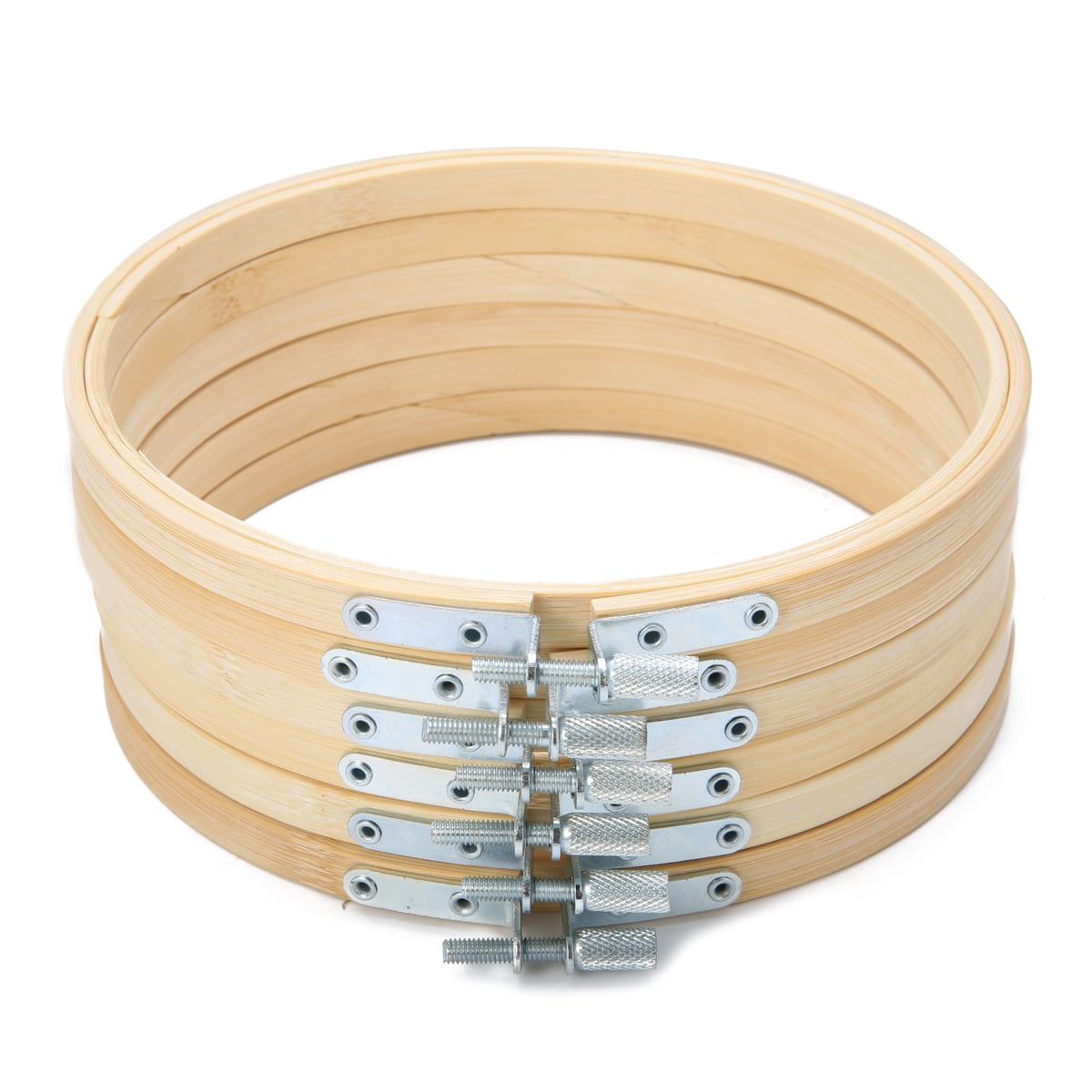 6pcs 6inch Round Wooden Embroidery Hoops Bulk Wholesale Adjustable Bamboo Circle Cross Stitch