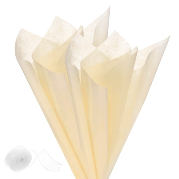 Uxcell 116 Sheets Korean Cotton Flower Wrapping Paper with Ribbon, 12" Milk Cotton Waterproof for Bouquets/Gift Packaging [Tea Color]