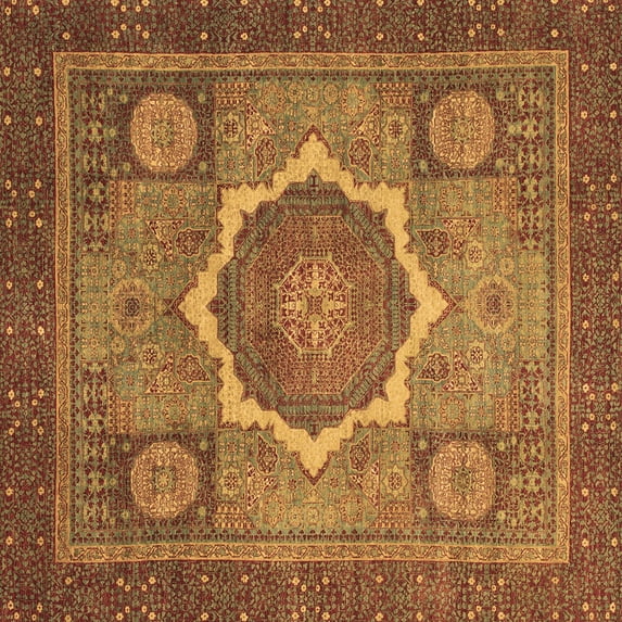 Ahgly Company Indoor Square Abstract Brown Modern Area Rugs, 7' Square