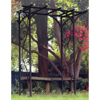 PANACEA 89087 Garden Arbor w Vines Black Panacea 84-Inch Black Garden Arbor with Vines by Panacea