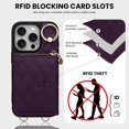 thumbnail image 4 of Case for iPhone 16 Pro 6.3'' Wallet Case, Crossbody Zipper Purse with Wristlet for Women, RFID Blocking Card Holder, 360° Ring Kickstand Flip Leather Case for iPhone 16 Pro, Darkpurple, 4 of 10