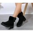 thumbnail image 5 of Women's Black Suede Ankle Boots with Faux Fur Cuff - Warm & Stylish Winter, 5 of 15