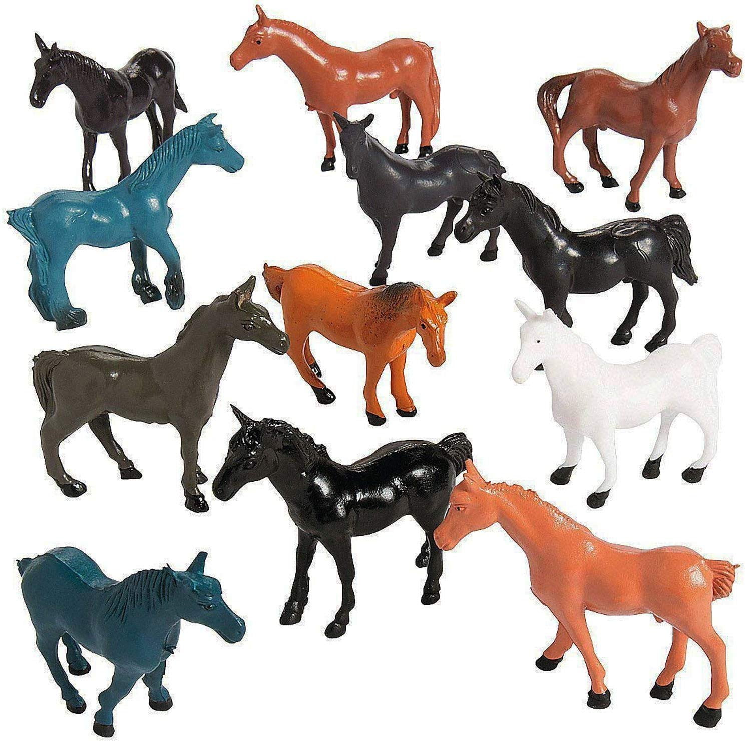Vinyl Horse Figures Pack Of 12 Assorted Colors Horse Figurines
