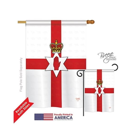Breeze Decor 08169 Northern Ireland 2-Sided Vertical Impression House Flag - 28 x 40 in.