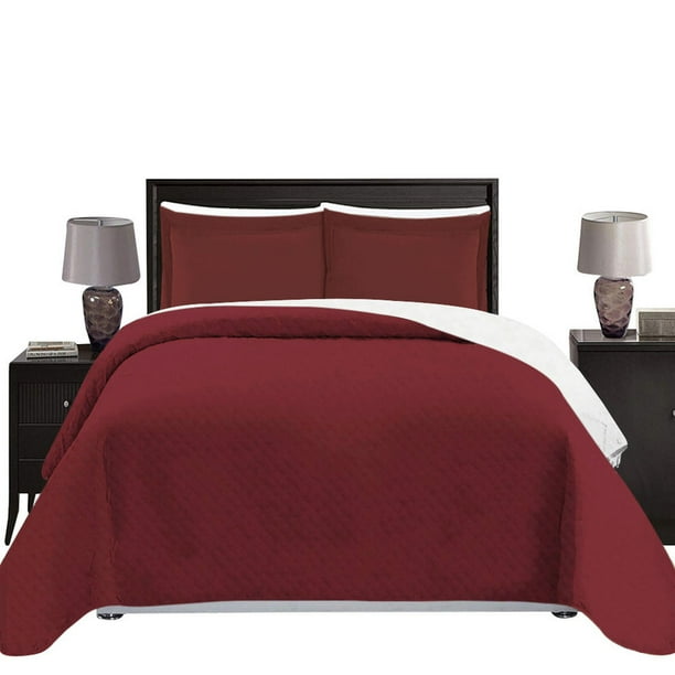 Colcha Matrimonial Doble Vista Ligera MELOCOTTON HOGAR Mod Blanco Vino